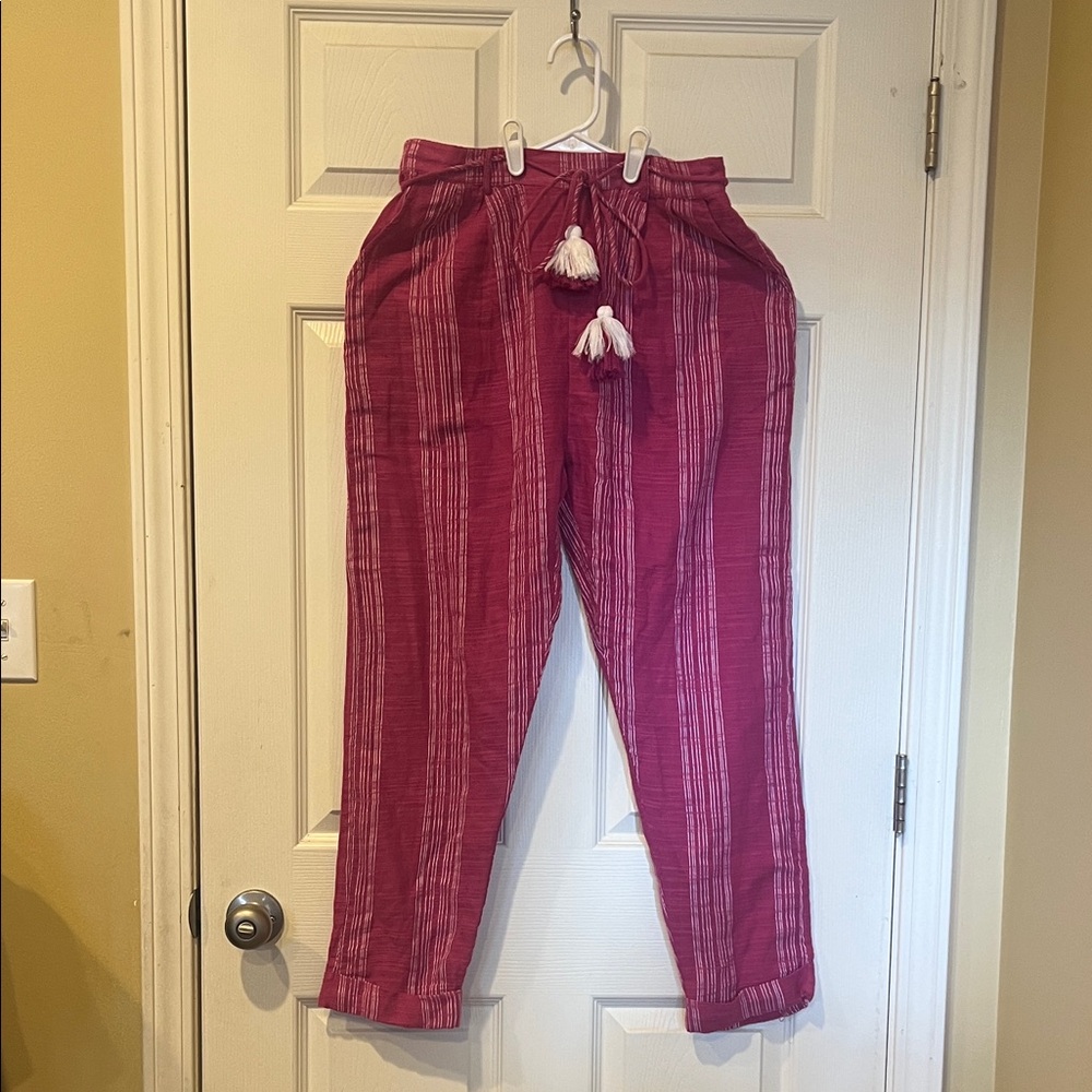 Anthropologie Pink Striped Cropped Pants